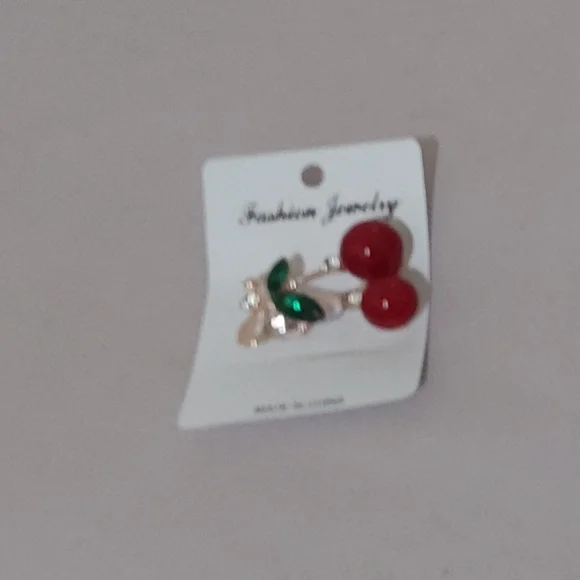 Fashion Jewelry Red Cherry Brooch - Picture 3 of 6